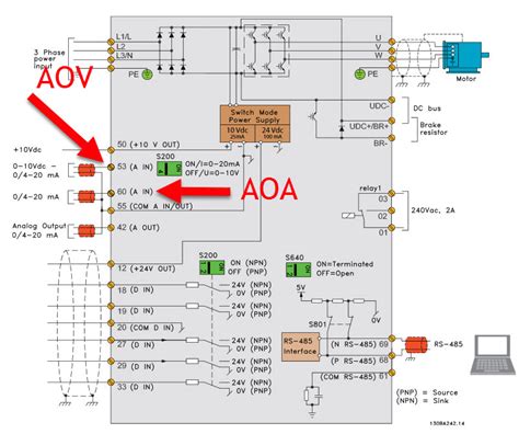 On page 10 it shows the RS-485 wiring terminals, 68 and 69 for the driver lines and 61 for the signal common Note that the signal common is NOT directly connected to the chassis ground, it is a signal common. . Danfoss vfd control wiring diagram
